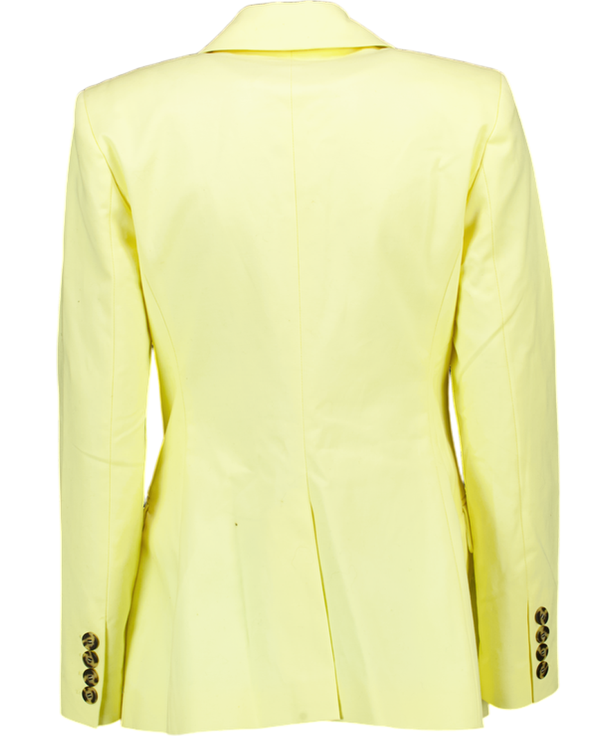 THE FOLD Yellow Stretch Cotton Fitted Double Breasted Blazer UK 10