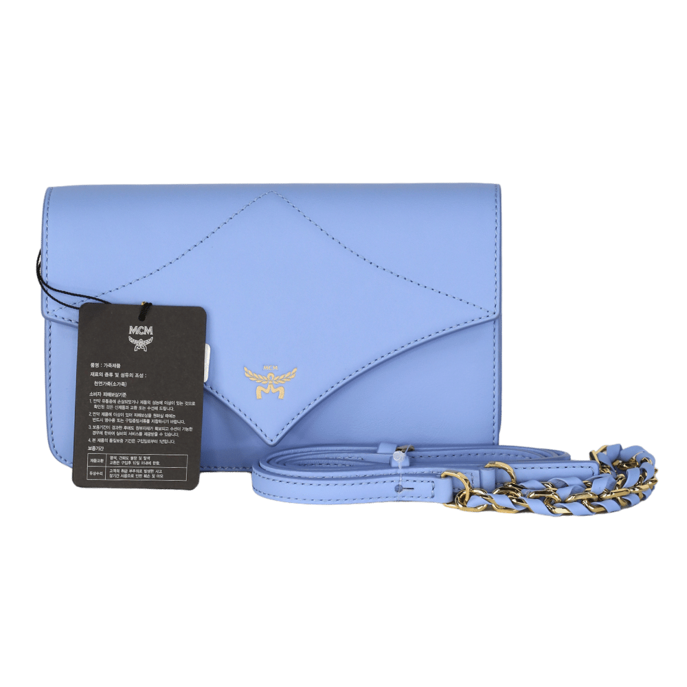 MCM Blue Geometric Quilted Mini Leather Shoulder Bag One Size