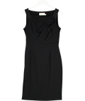 Karen Millen Black Pleat Detail Crepe Pencil Dress UK 12