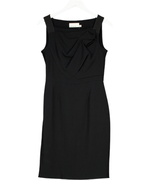 Karen Millen Black Pleat Detail Crepe Pencil Dress UK 12