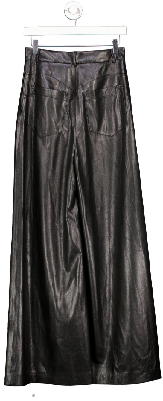 CISELÉS Black Buttery-soft Vegan Leather Wide Leg Trousers UK S