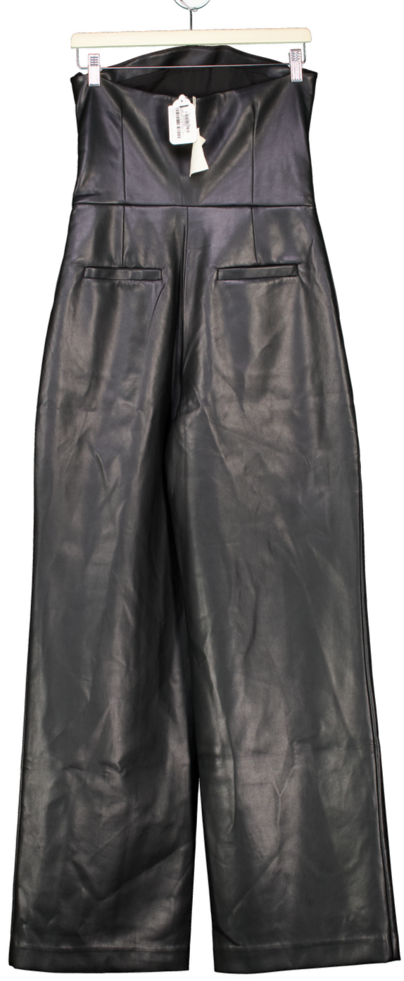 Ser.o.ya Black Zoe Buttery-soft  Faux Leather Jumpsuit UK S