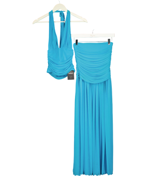 Musera Blue Halter Neck Maxi Dress UK XS