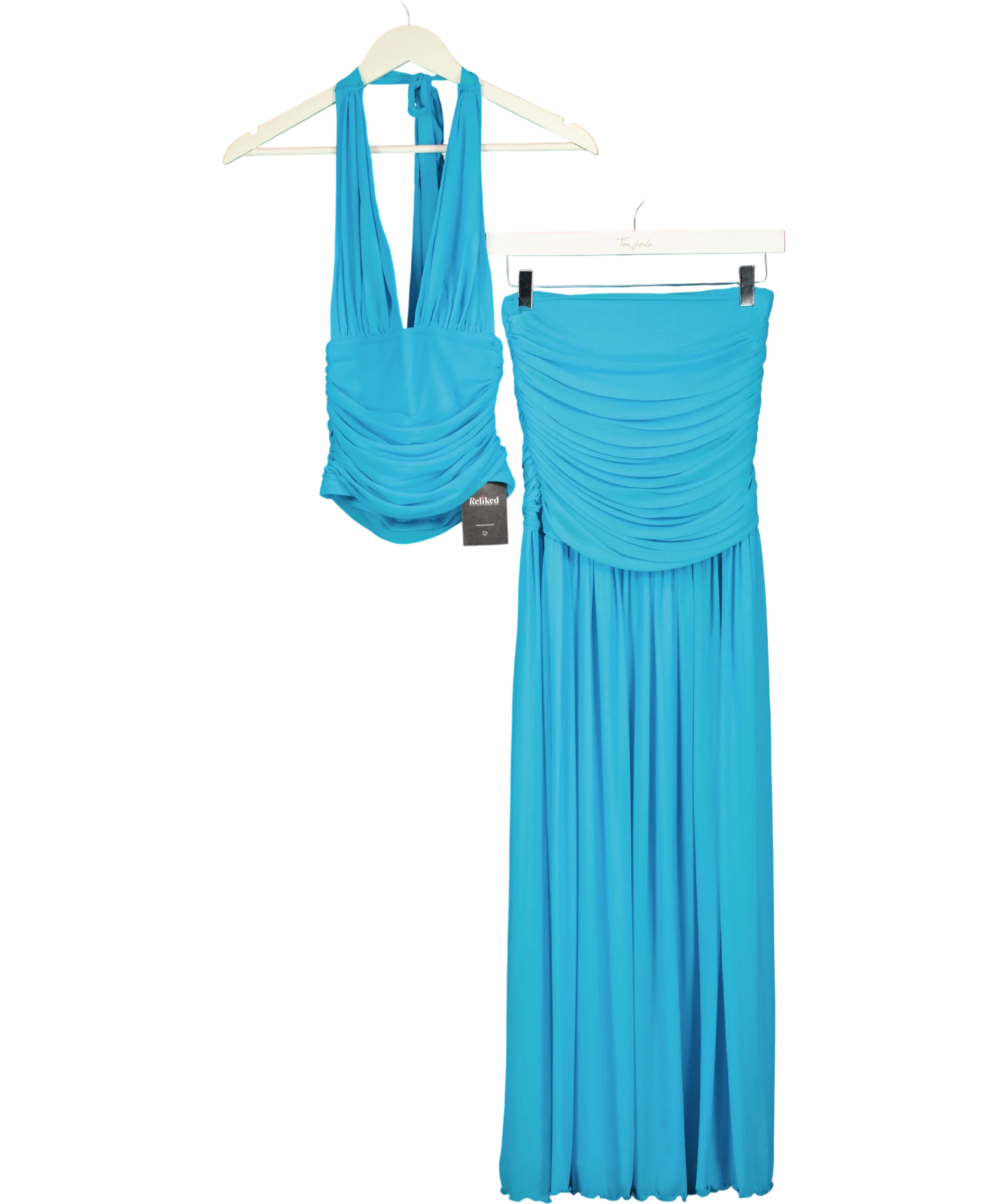 Musera Blue Halter Neck Maxi Dress UK XS — Front