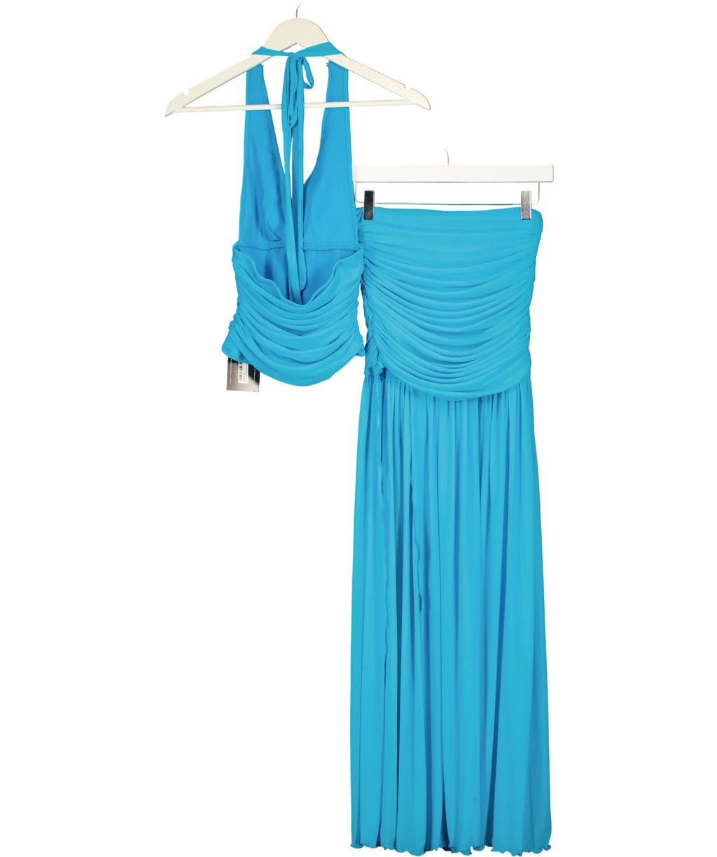 Musera Blue Halter Neck Maxi Dress UK XS — Back
