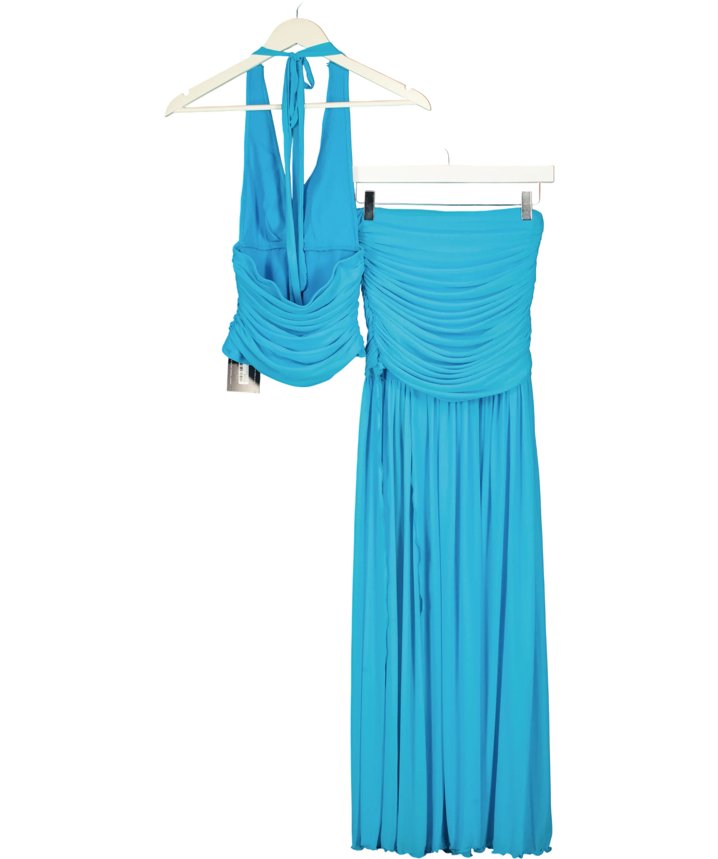 Musera Blue Halter Neck Maxi Dress UK XS — Back