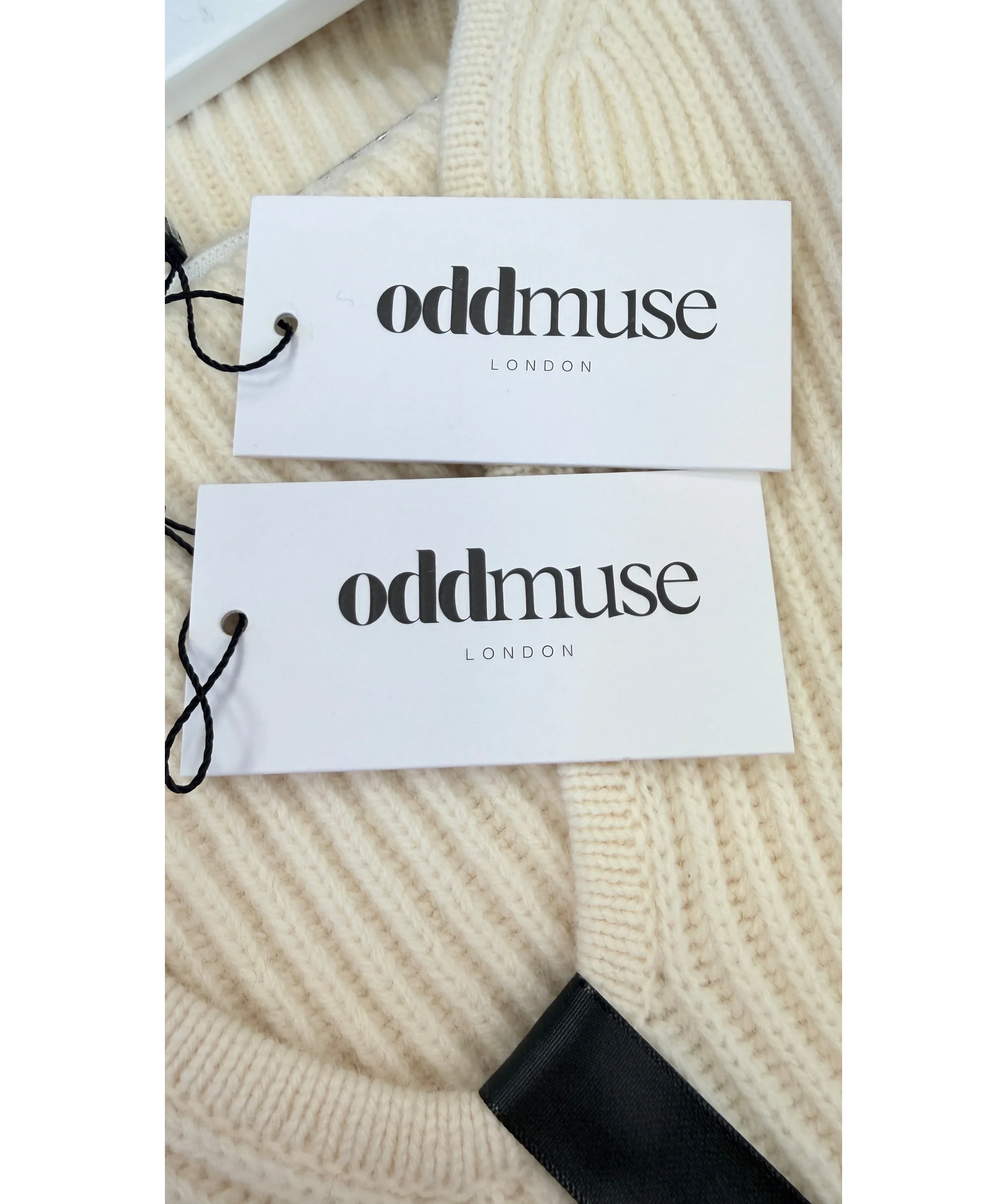 ODD MUSE Cream The Ultimate Muse Ribbed Jumper & Mini Skirt Set Cream, size UK S — detail