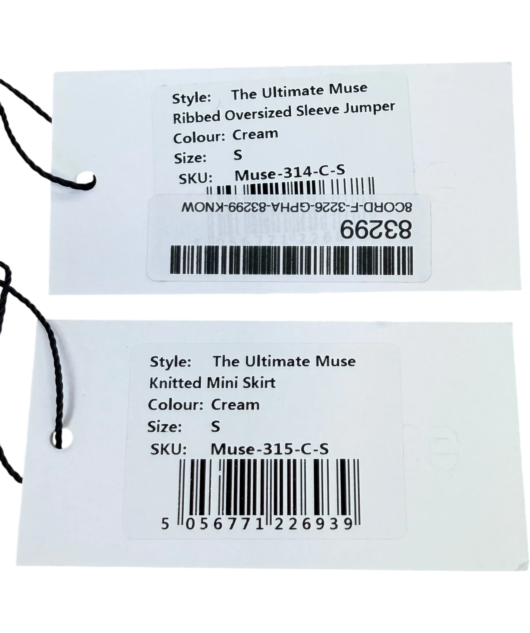 ODD MUSE Cream The Ultimate Muse Ribbed Jumper & Mini Skirt Set Cream, size UK S — care label