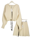 ODD MUSE Cream The Ultimate Muse Ribbed Jumper & Mini Skirt Set Cream, size UK S — front