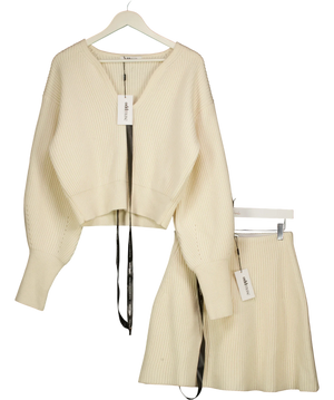 ODD MUSE The Ultimate Muse Ribbed Jumper & Mini Skirt Set Cream UK S