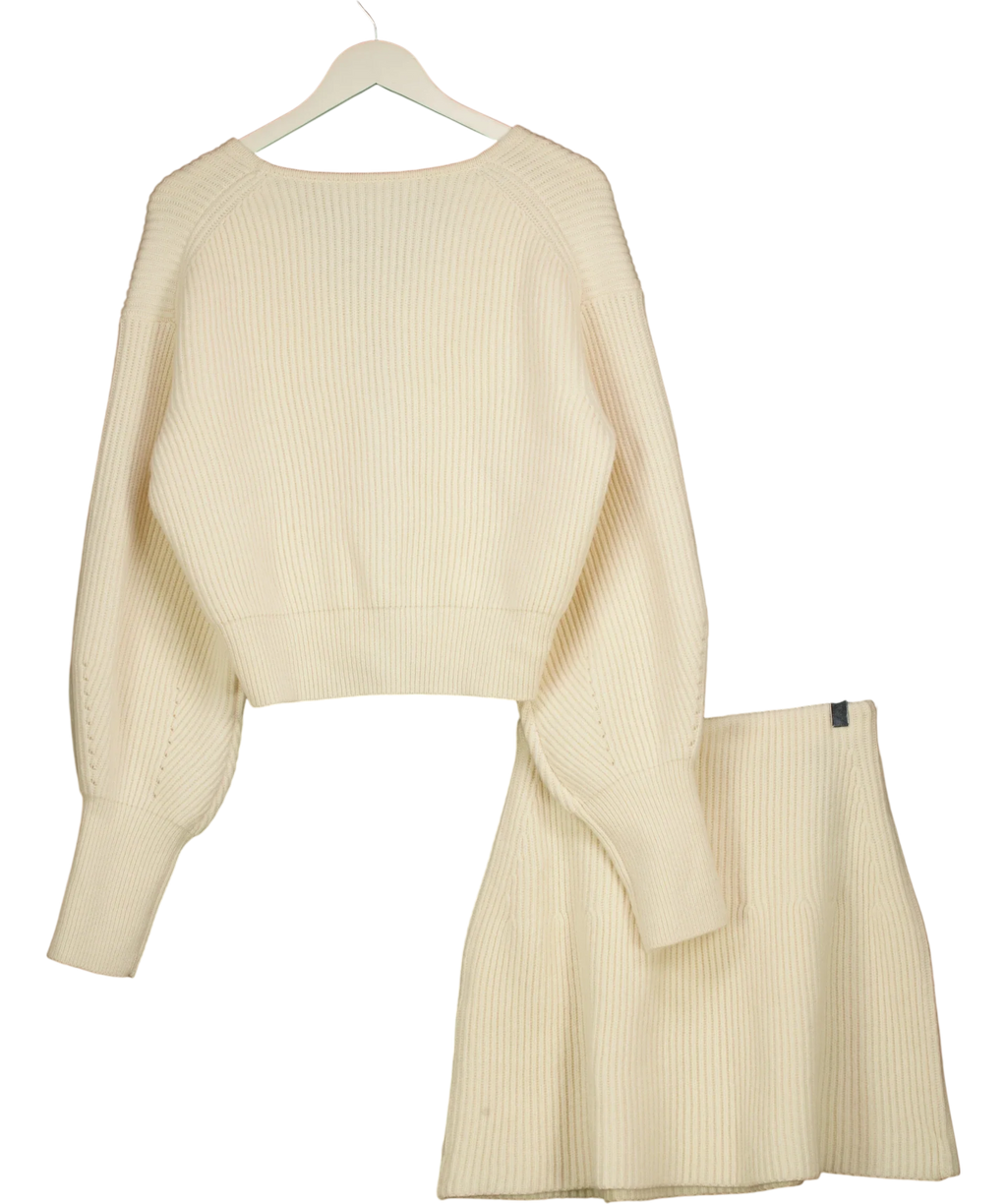 ODD MUSE Cream The Ultimate Muse Ribbed Jumper & Mini Skirt Set Cream, size UK S — back