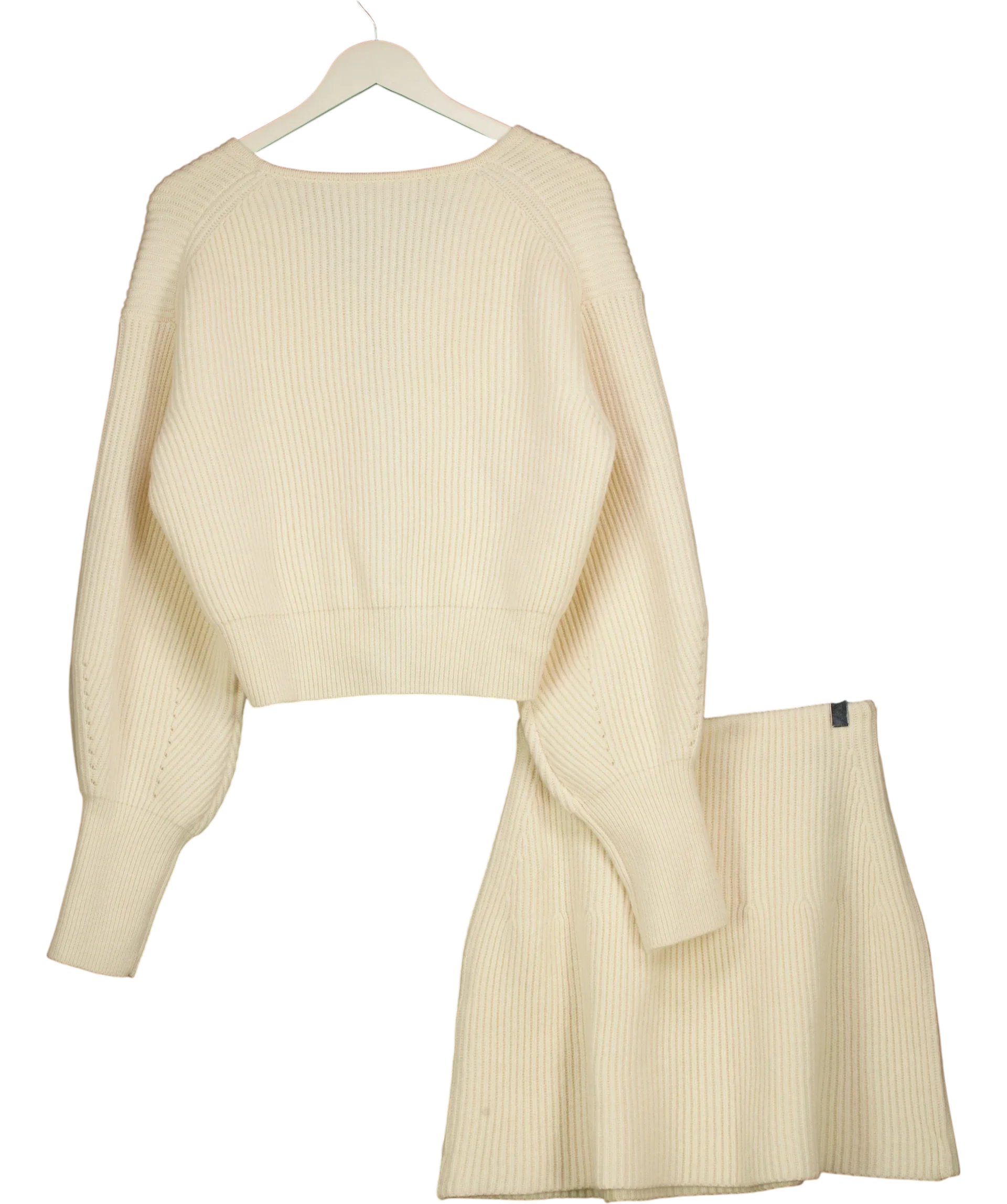 ODD MUSE Cream The Ultimate Muse Ribbed Jumper & Mini Skirt Set Cream, size UK S — back