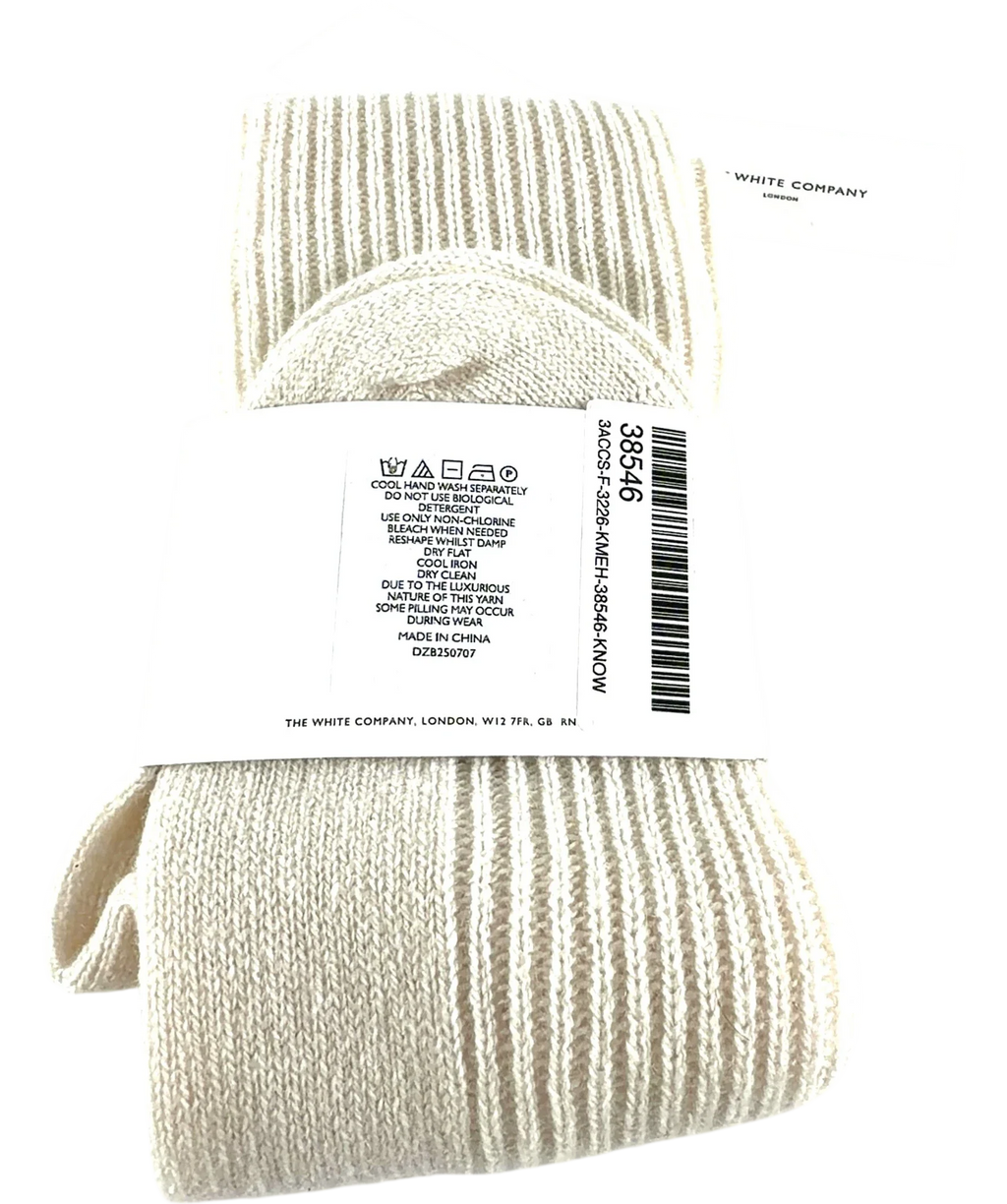 The White Company Cream 100% Cashmere  Ribbed Sock — Back