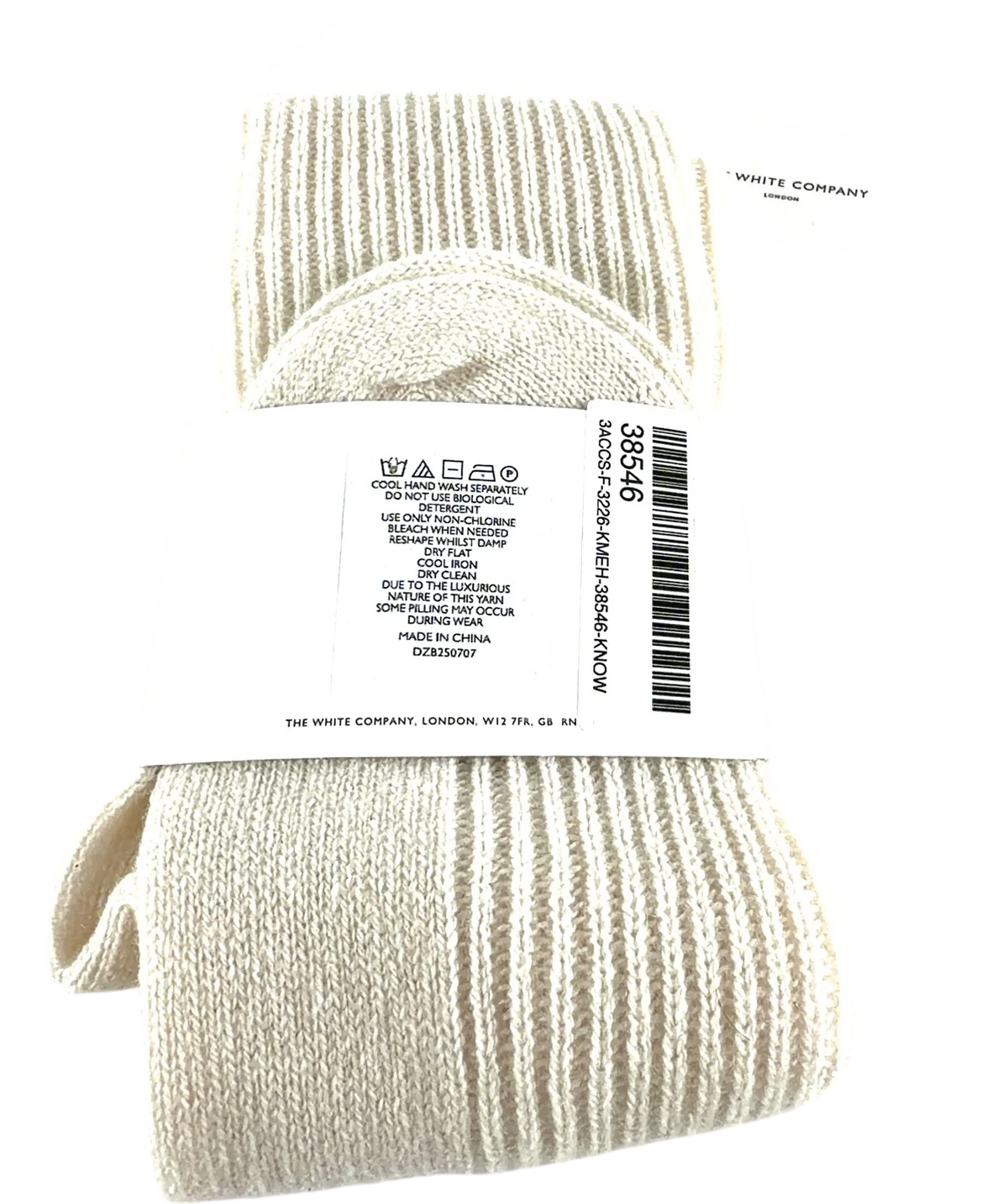 The White Company Cream 100% Cashmere  Ribbed Sock — Back