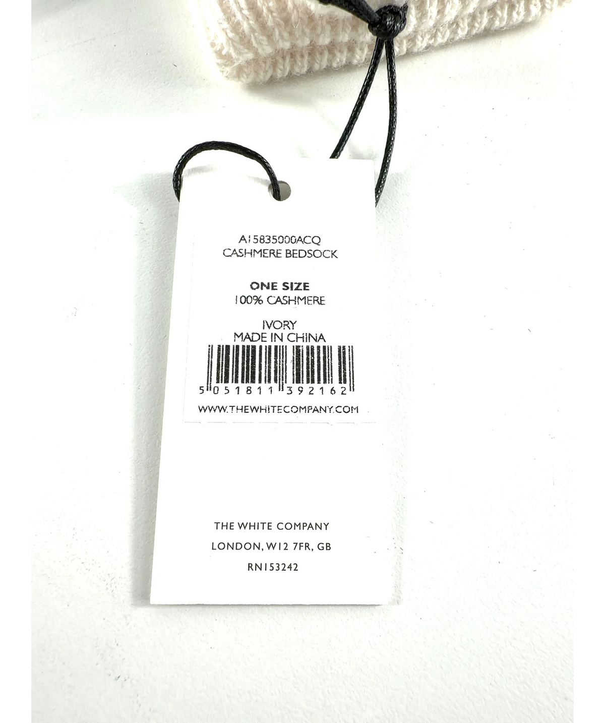 The White Company Cream 100% Cashmere  Ribbed Sock — Materials