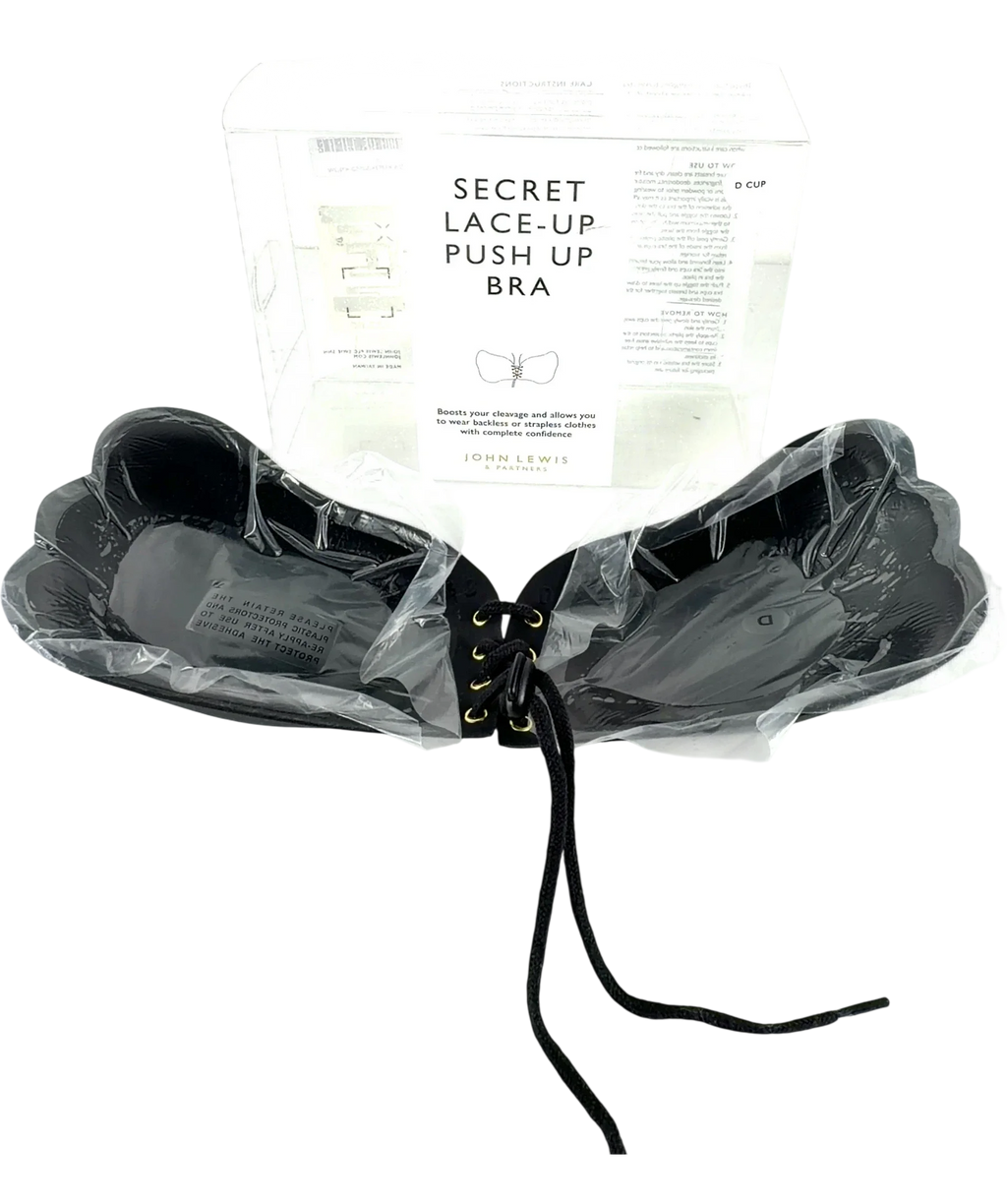 John Lewis Black Lace-Up Adhesive Bra — Back