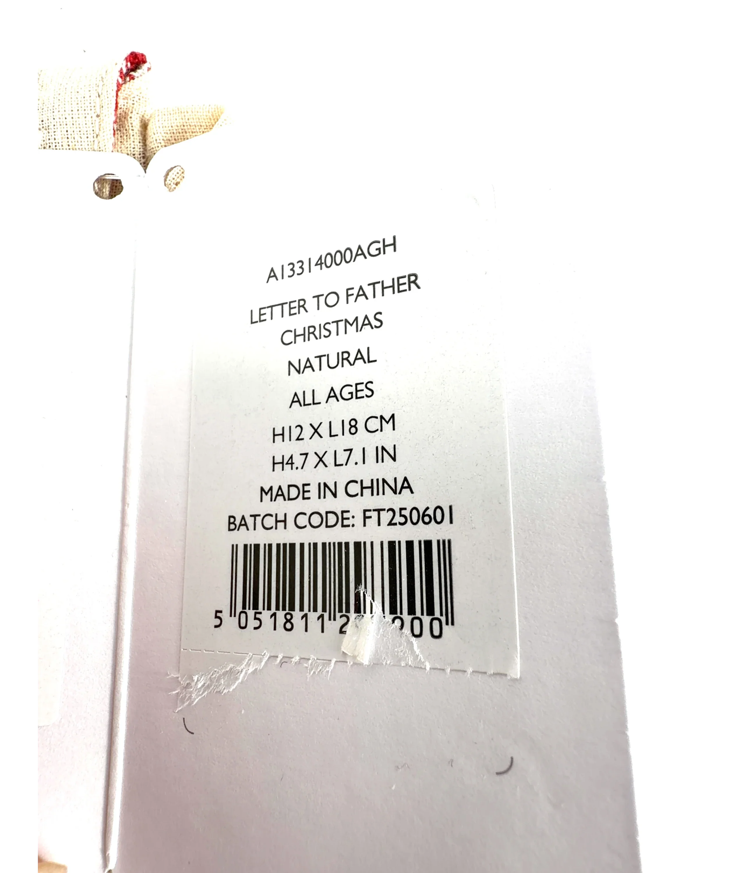 The White Company Beige Letter to Father Christmas — label
