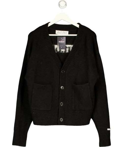 about:blank Black Mohair Knitted Crewneck UK M — Front