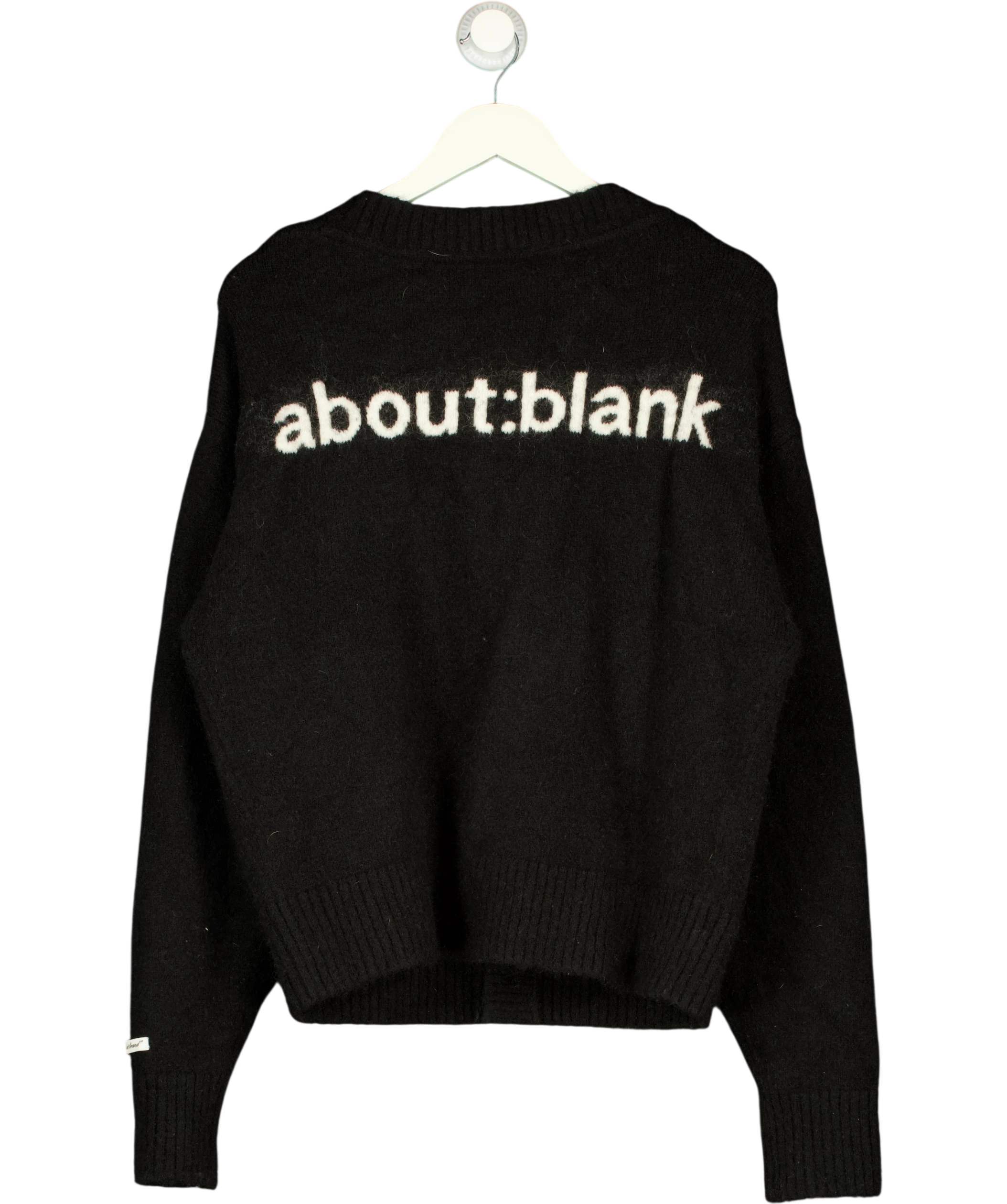about:blank Black Mohair Knitted Crewneck UK M — Back