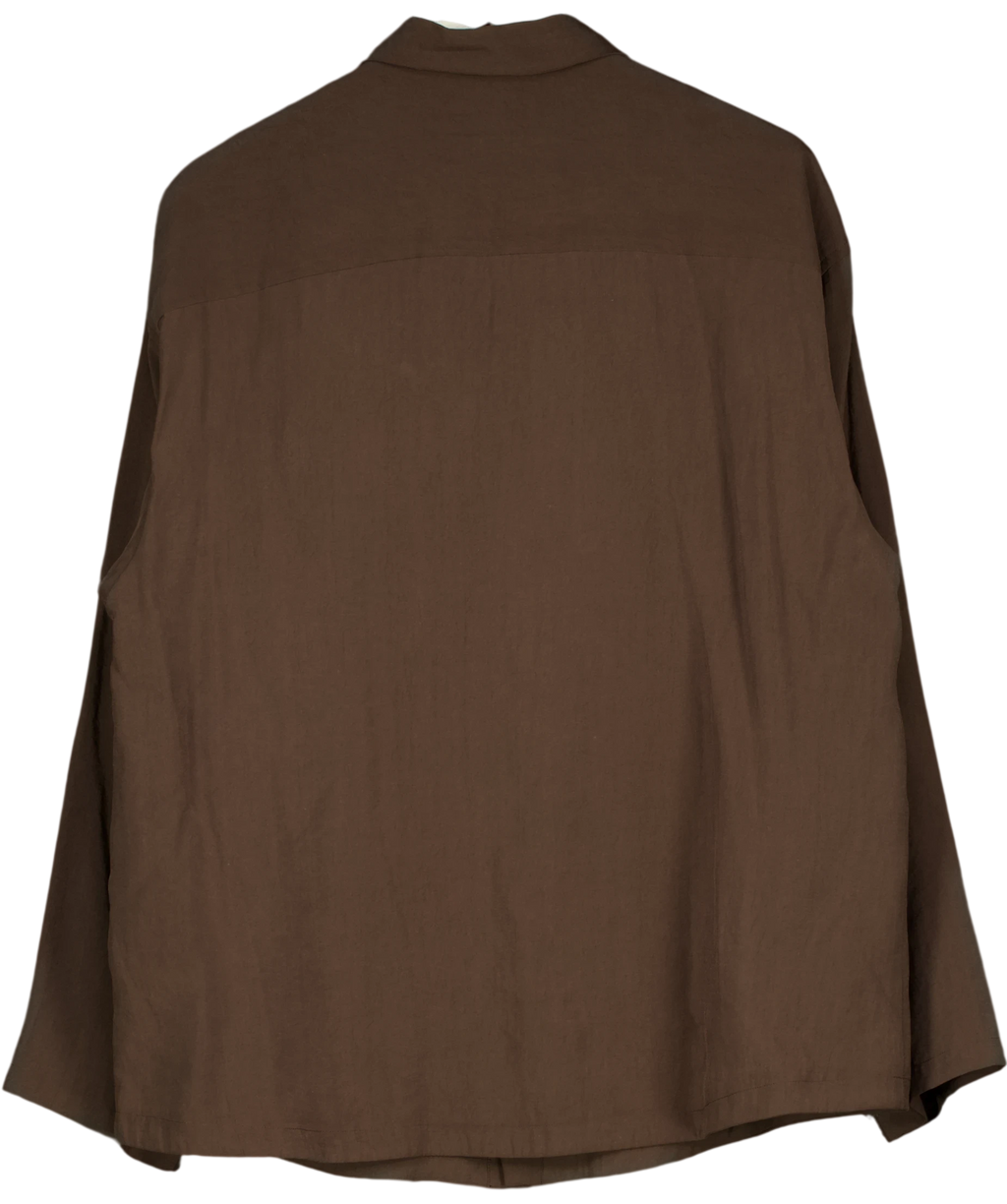 ZARA Brown Linen Regular Fit Shirt UK M — Back