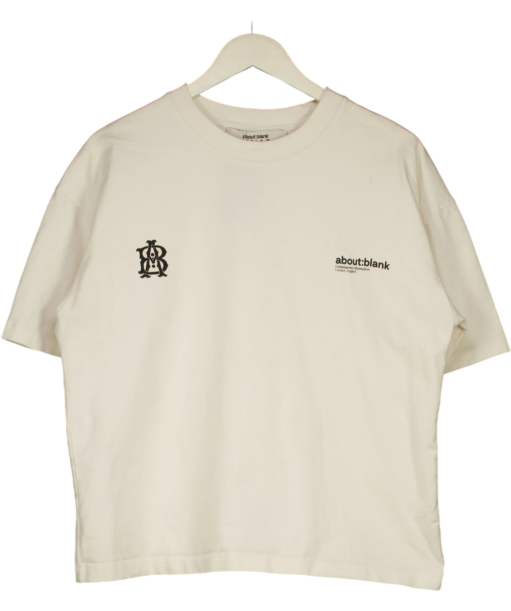 about:blank White Dual Logo T-shirt UK M — Front