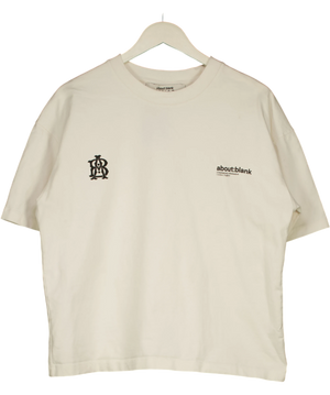 about:blank White Dual Logo T-shirt UK M
