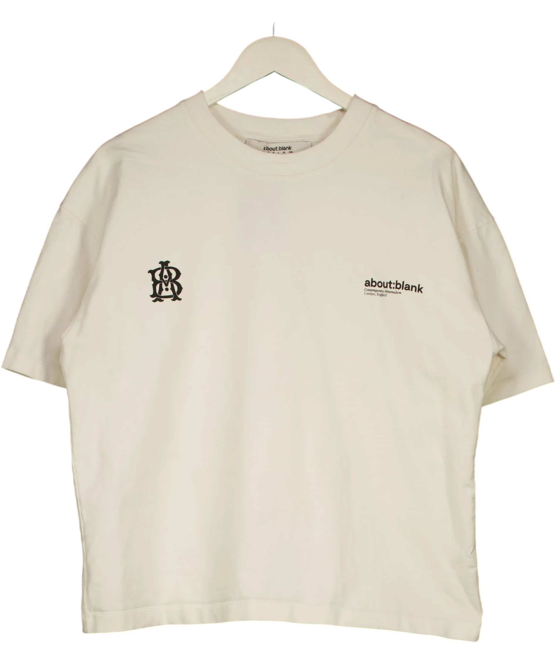 about:blank White Dual Logo T-shirt UK M — Front