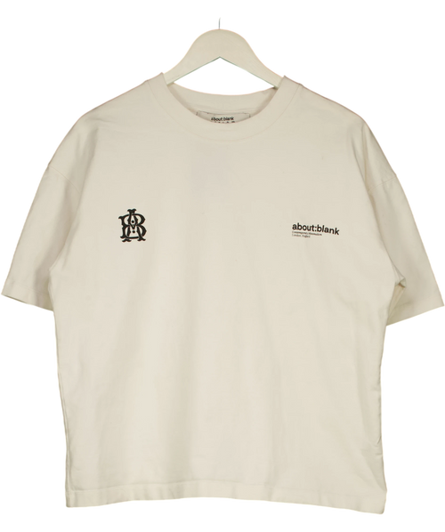 about:blank White Dual Logo T-shirt UK M — Front