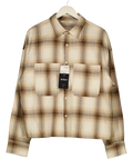 ZARA Beige Relaxed Fit Check Shirt UK M — Front