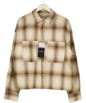 ZARA Beige Relaxed Fit Check Shirt UK M