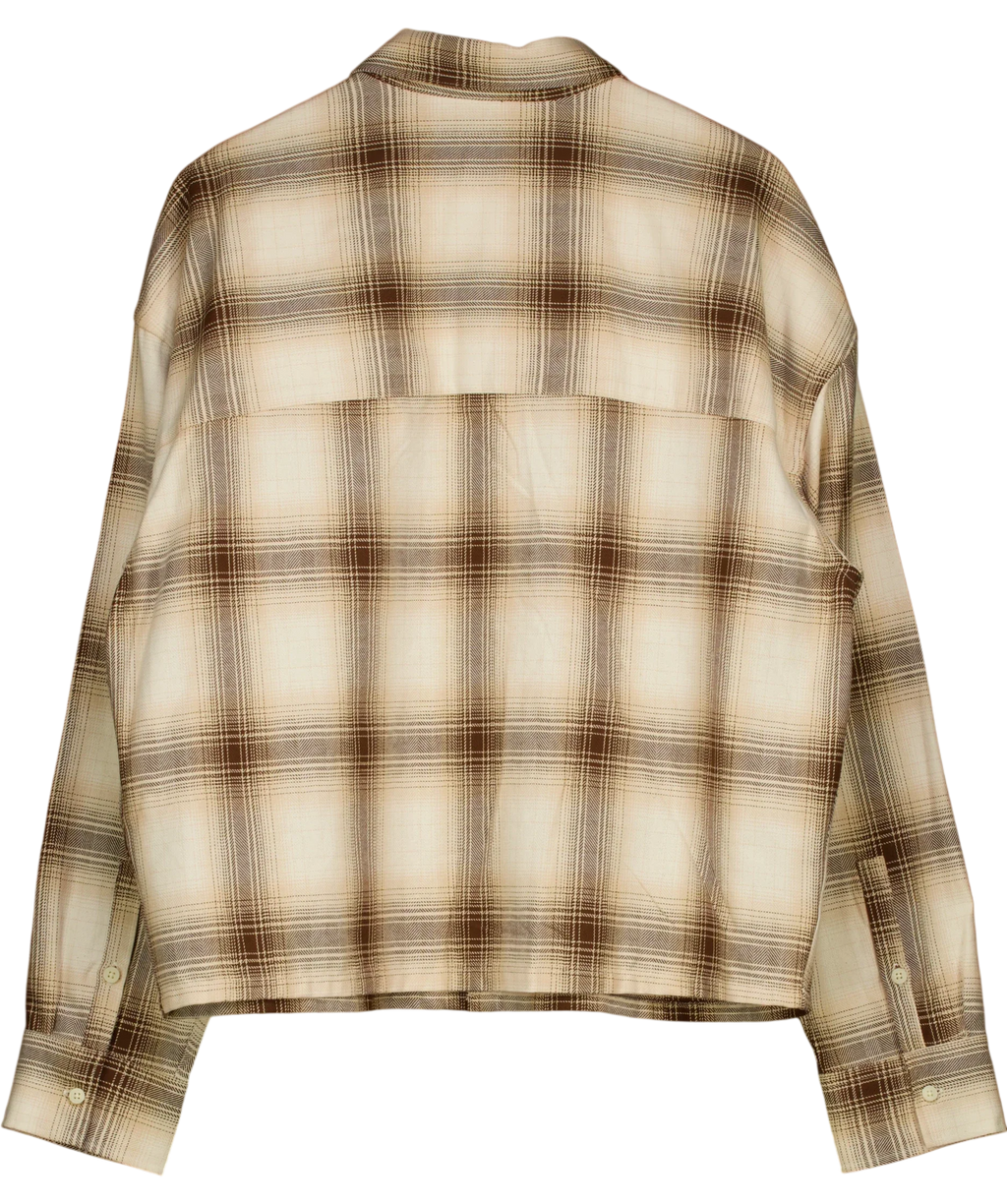 ZARA Beige Relaxed Fit Check Shirt UK M — Back