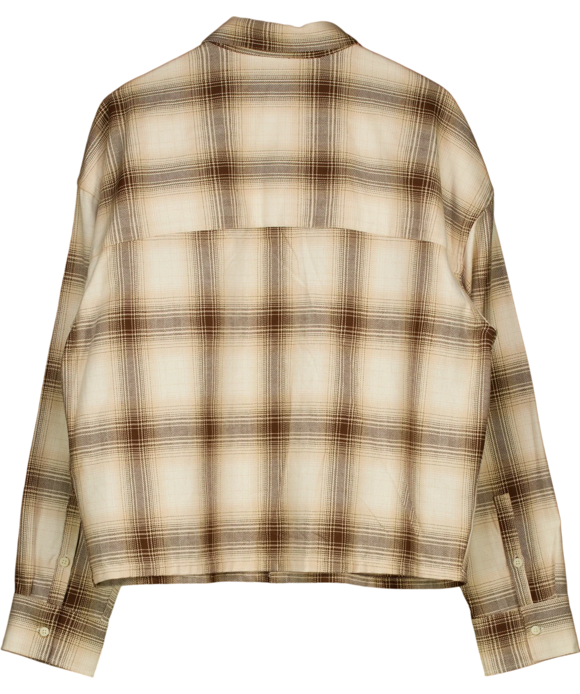 ZARA Beige Relaxed Fit Check Shirt UK M — Back