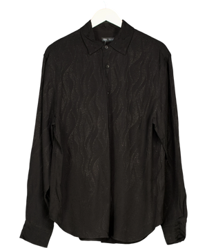 ZARA Black Linen/cotton Regular Fit Shirt UK M