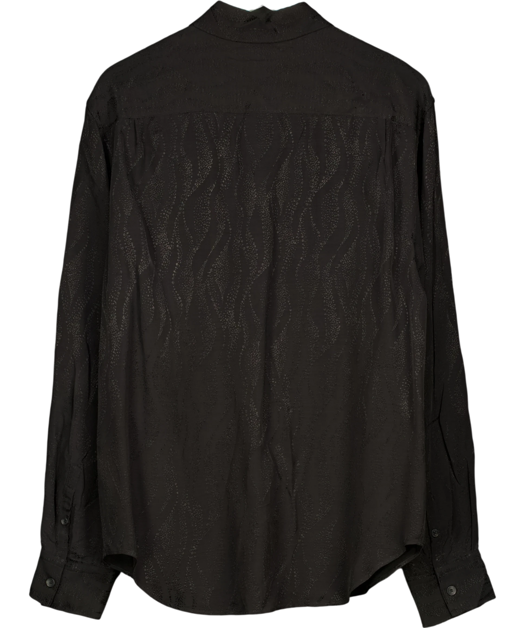 ZARA Black Linen/cotton Regular Fit Shirt UK M — Back