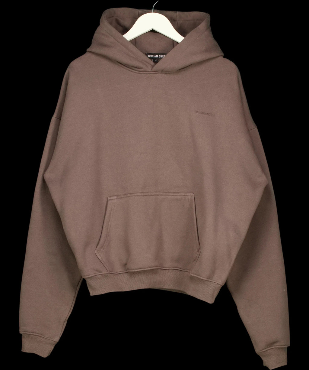 WILLIAM GILES Brown Signature Oversized Heavyweight Hoodie Cocoa brown, size UK M — detail