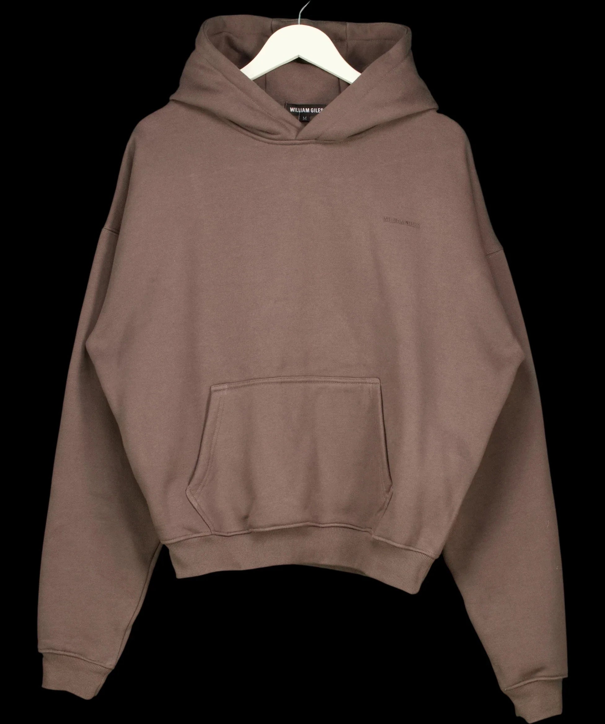 WILLIAM GILES Brown Signature Oversized Heavyweight Hoodie Cocoa brown, size UK M — detail
