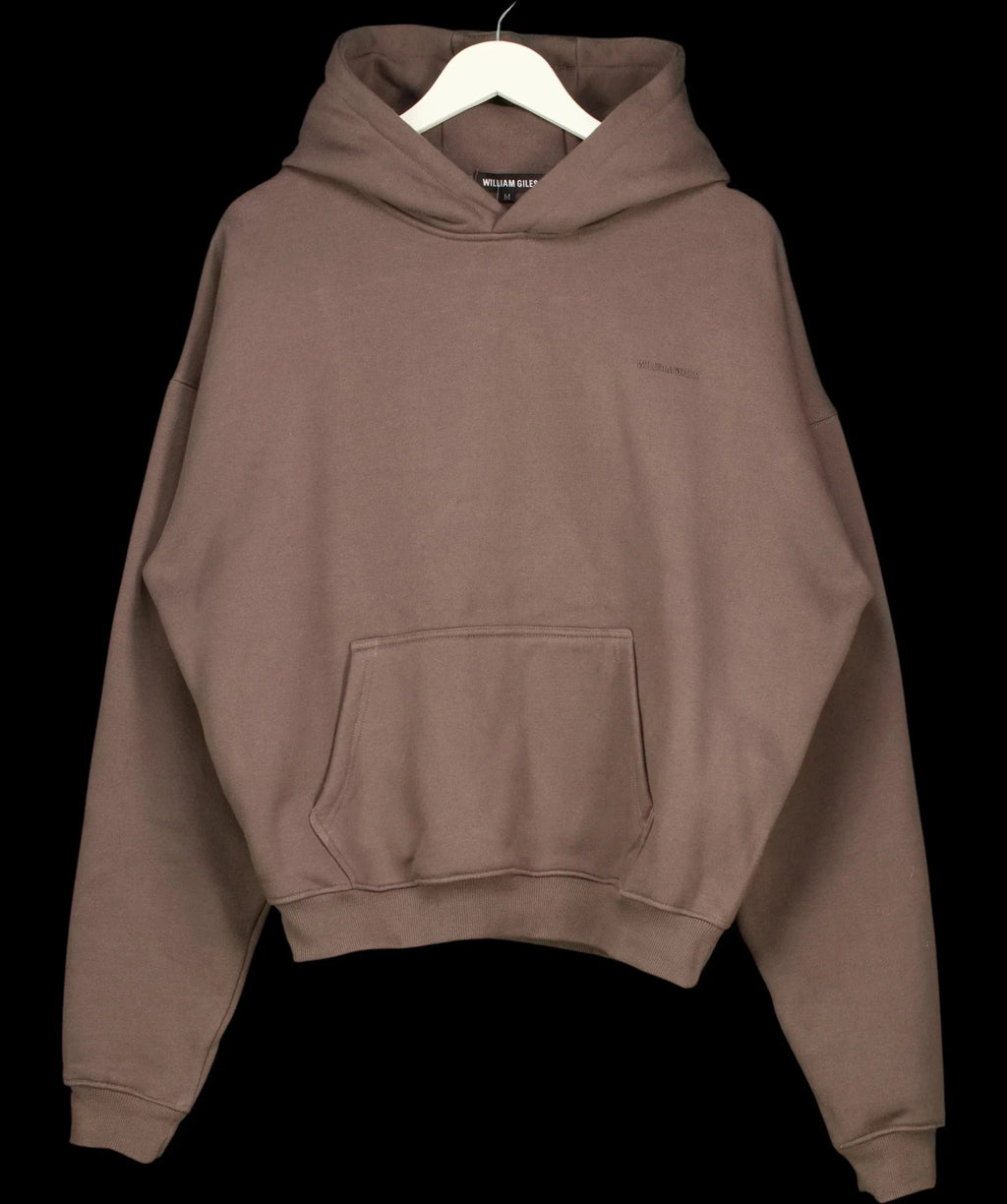 WILLIAM GILES Brown Signature Oversized Heavyweight Hoodie Cocoa brown, size UK M — detail