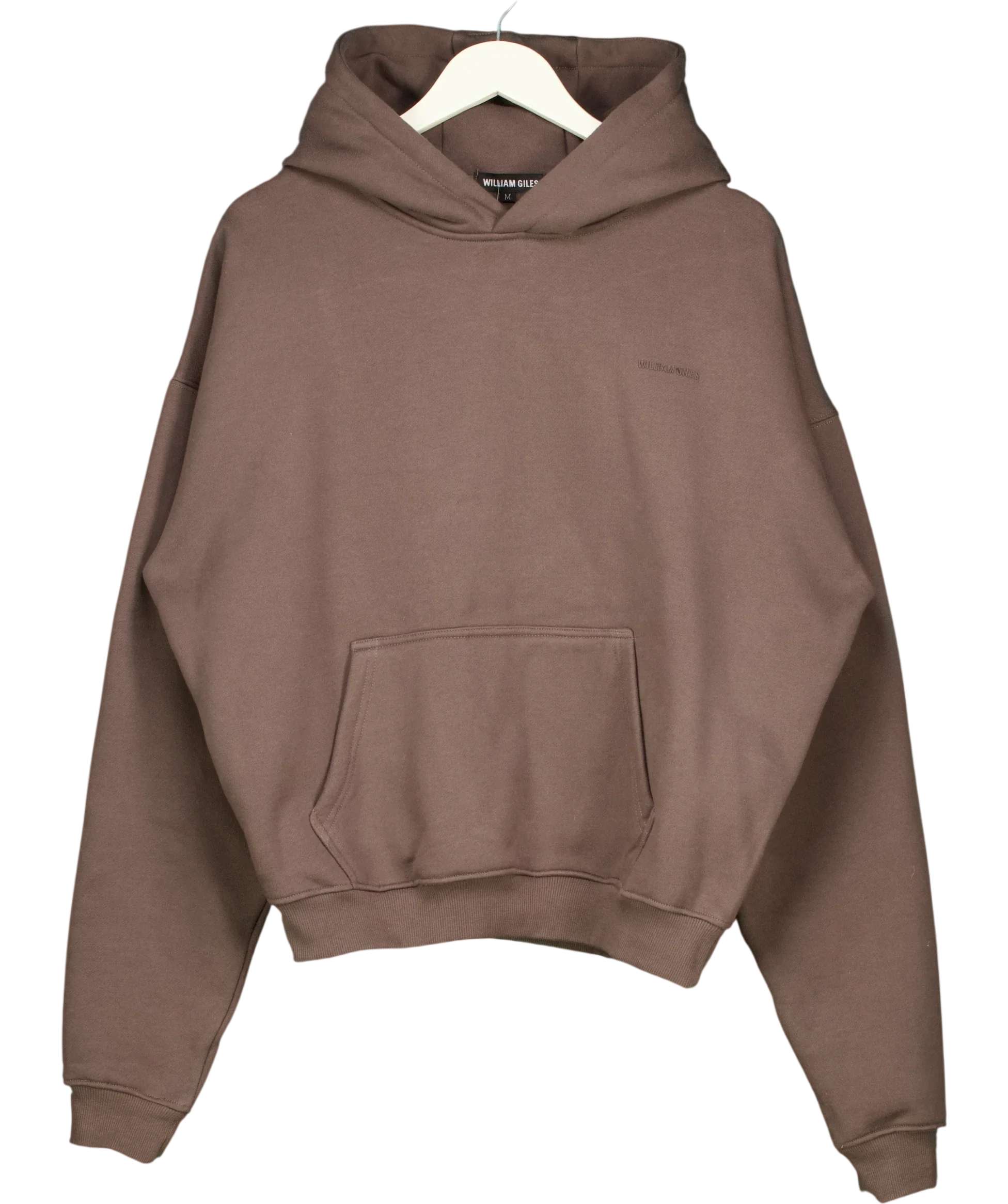 WILLIAM GILES Brown Signature Oversized Heavyweight Hoodie Cocoa brown, size UK M — front