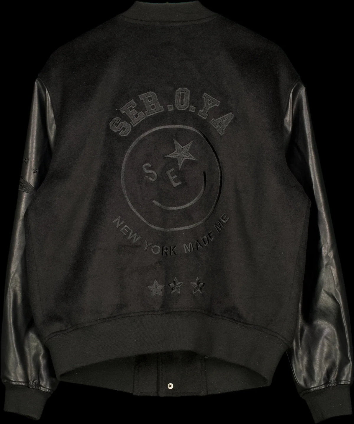 Ser.o.ya Black Malcolm Bomber Varsity Jacket Black, size UK L — label