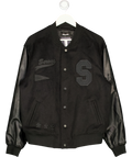Ser.o.ya Black Malcolm Bomber Varsity Jacket Black, size UK L — front