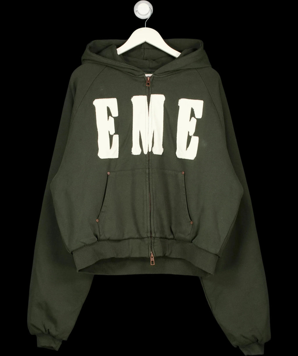 EME STUDIOS Green Desire Mountain Green Full Zip Hoodie, size UK M — detail