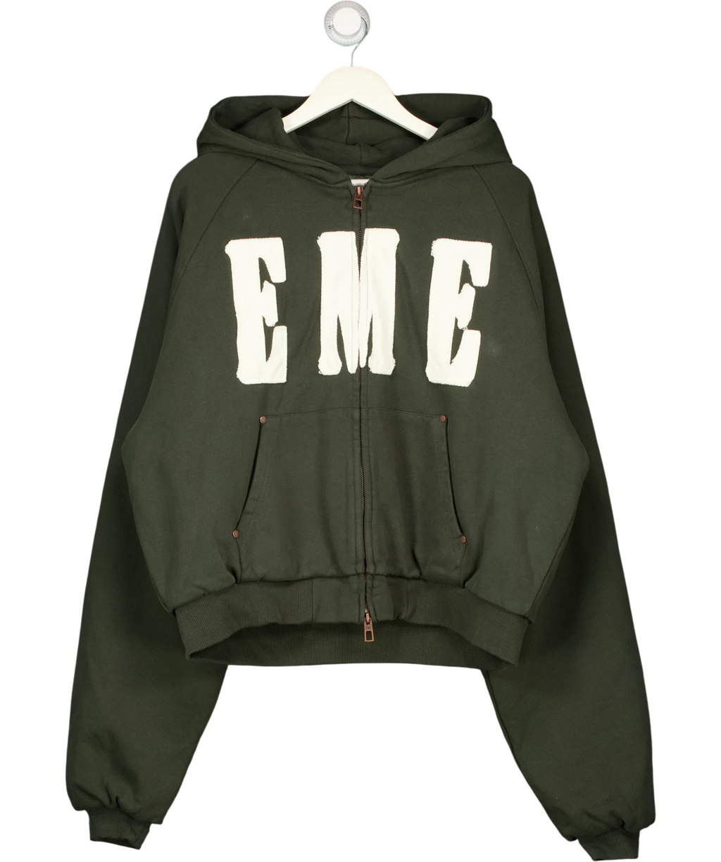EME STUDIOS Green Desire Mountain Green Full Zip Hoodie, size UK M — front