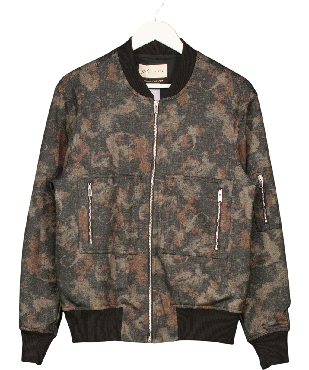 Prevu Black Nant Camouflage Bomber Jacket, size UK M — front