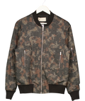 Prevu Black Nant Camouflage Bomber Jacket, size UK M — front