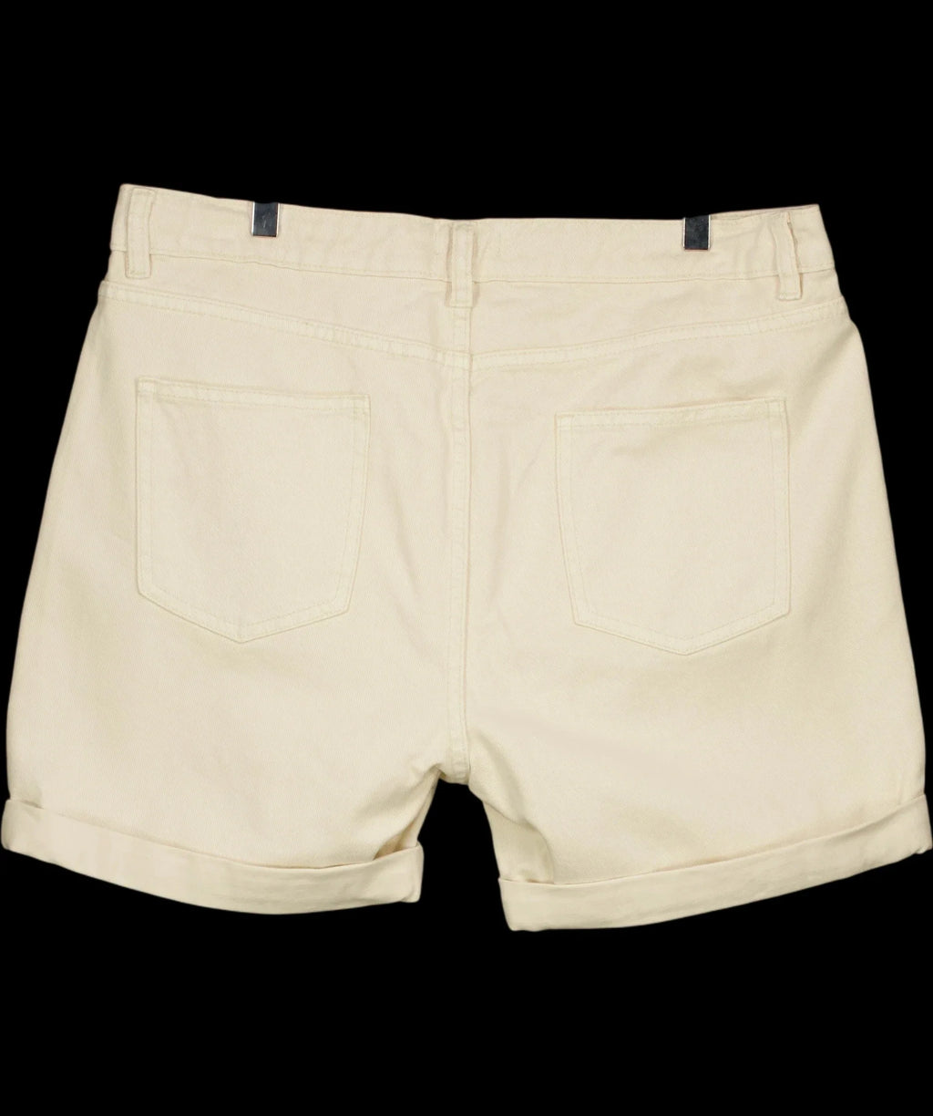 dorothy perkins Cream Turn Up Denim Boyfriend Shorts Ecru 1, size UK 14 — label