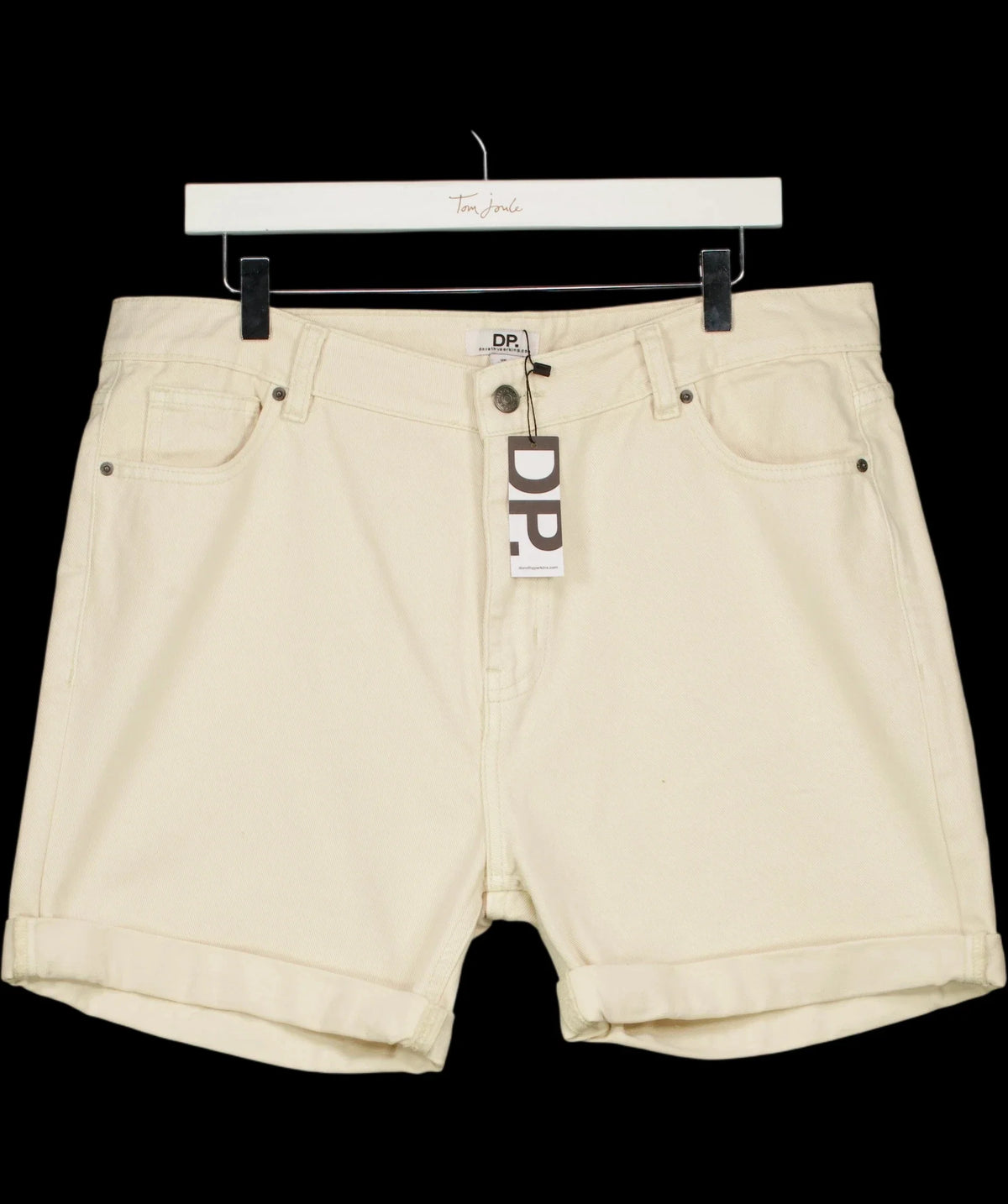dorothy perkins Cream Turn Up Denim Boyfriend Shorts Ecru 1, size UK 14 — care label
