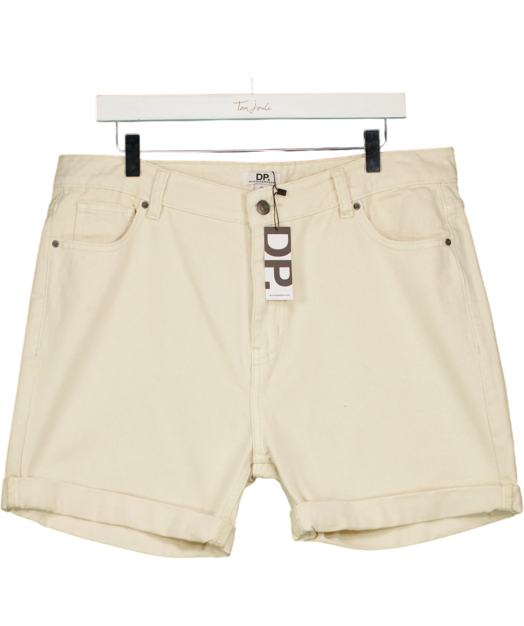 dorothy perkins Cream Turn Up Denim Boyfriend Shorts Ecru 1, size UK 14 — front