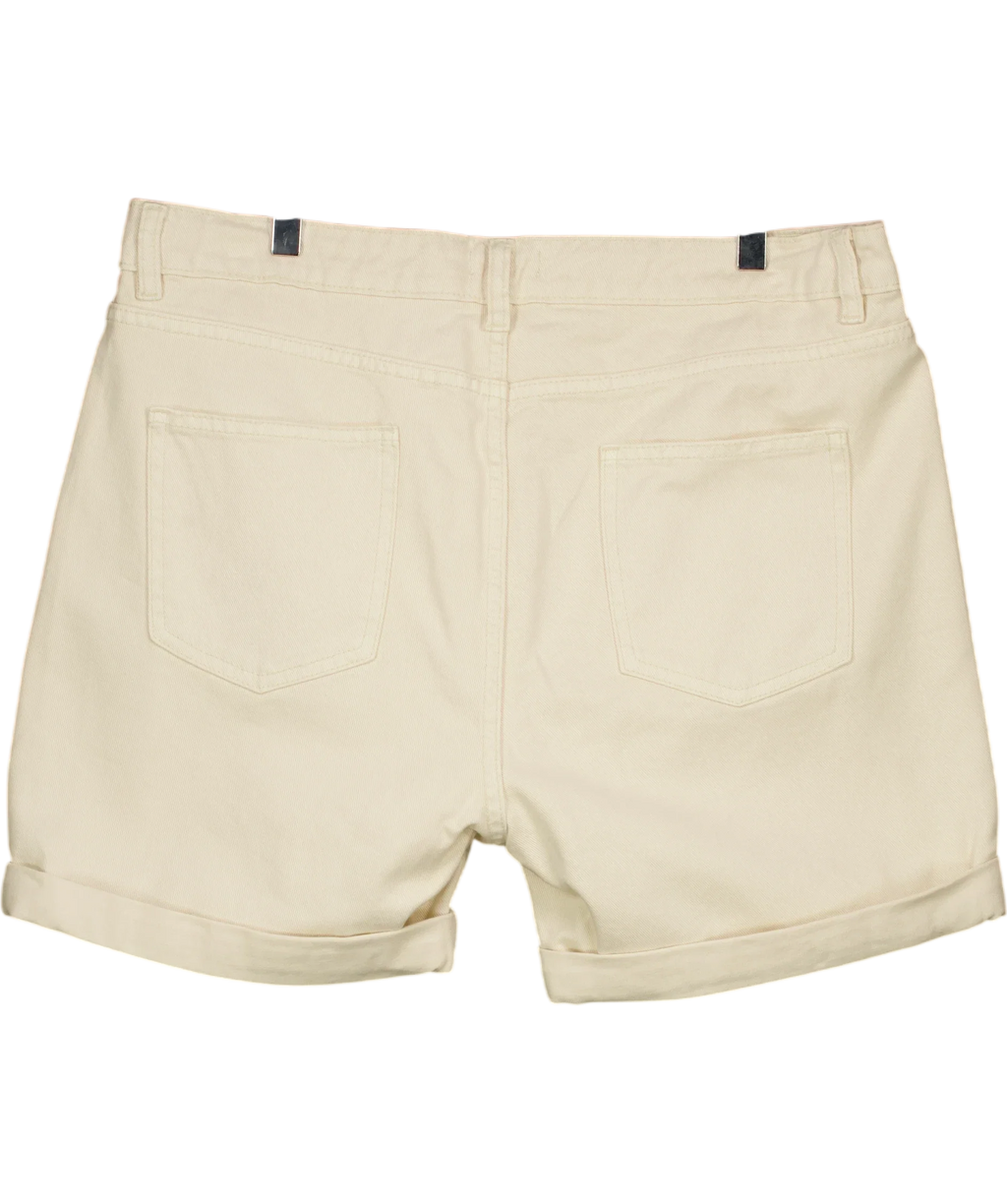 dorothy perkins Cream Turn Up Denim Boyfriend Shorts Ecru 1, size UK 14 — back