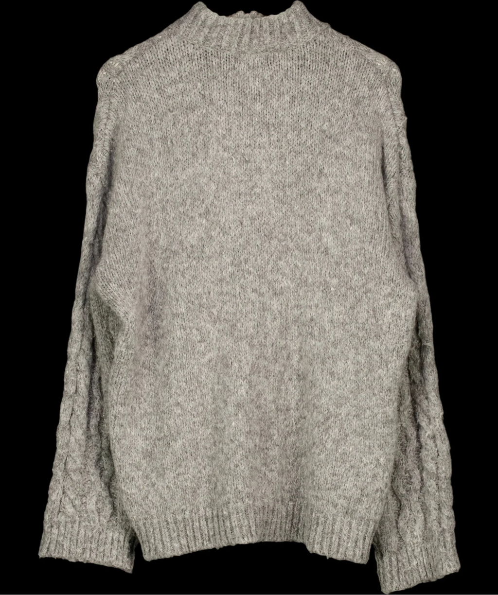 LOVALL Grey SUPERSOFT Cable Knit 1/4 Zip OVERSIZE Jumper Dark Grey, size UK S — label
