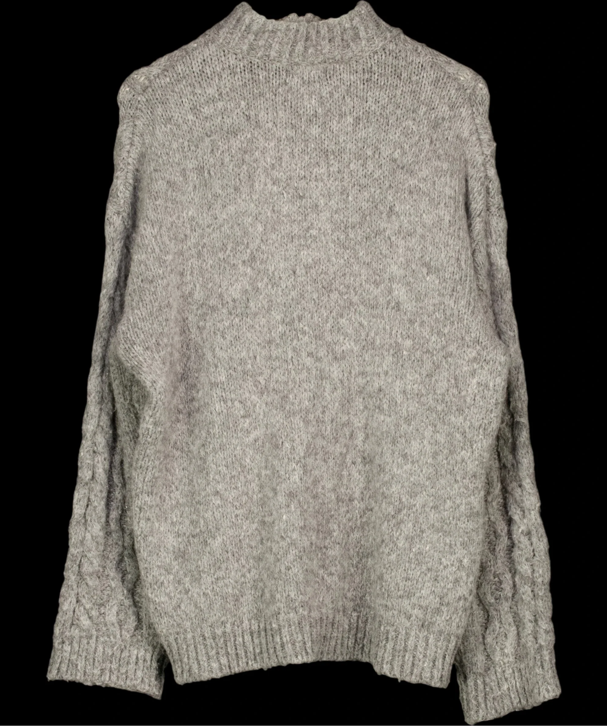LOVALL Grey SUPERSOFT Cable Knit 1/4 Zip OVERSIZE Jumper Dark Grey, size UK S — label